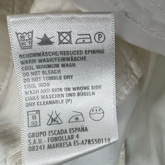 Escada Sport Trouser Pants L White Cotton Blend Straight Nautical Preppy Classic - Picture 13 of 14